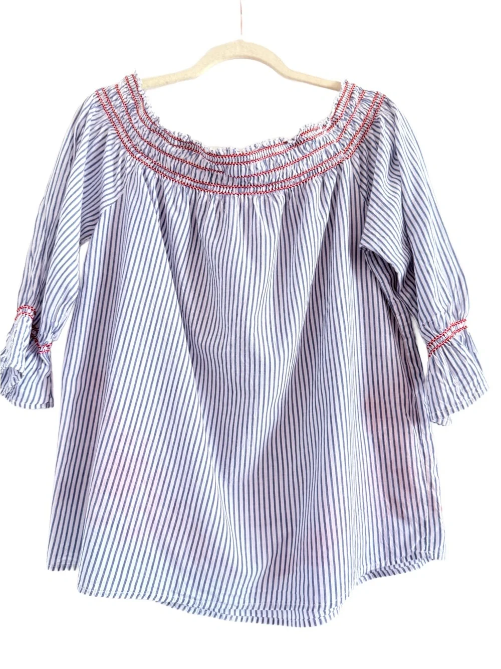 🌻 Westport Striped Top with Red Embroidery Medium - Picture 3 of 8